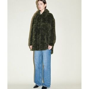 JAKKE faux shearling coat olive green size Medium